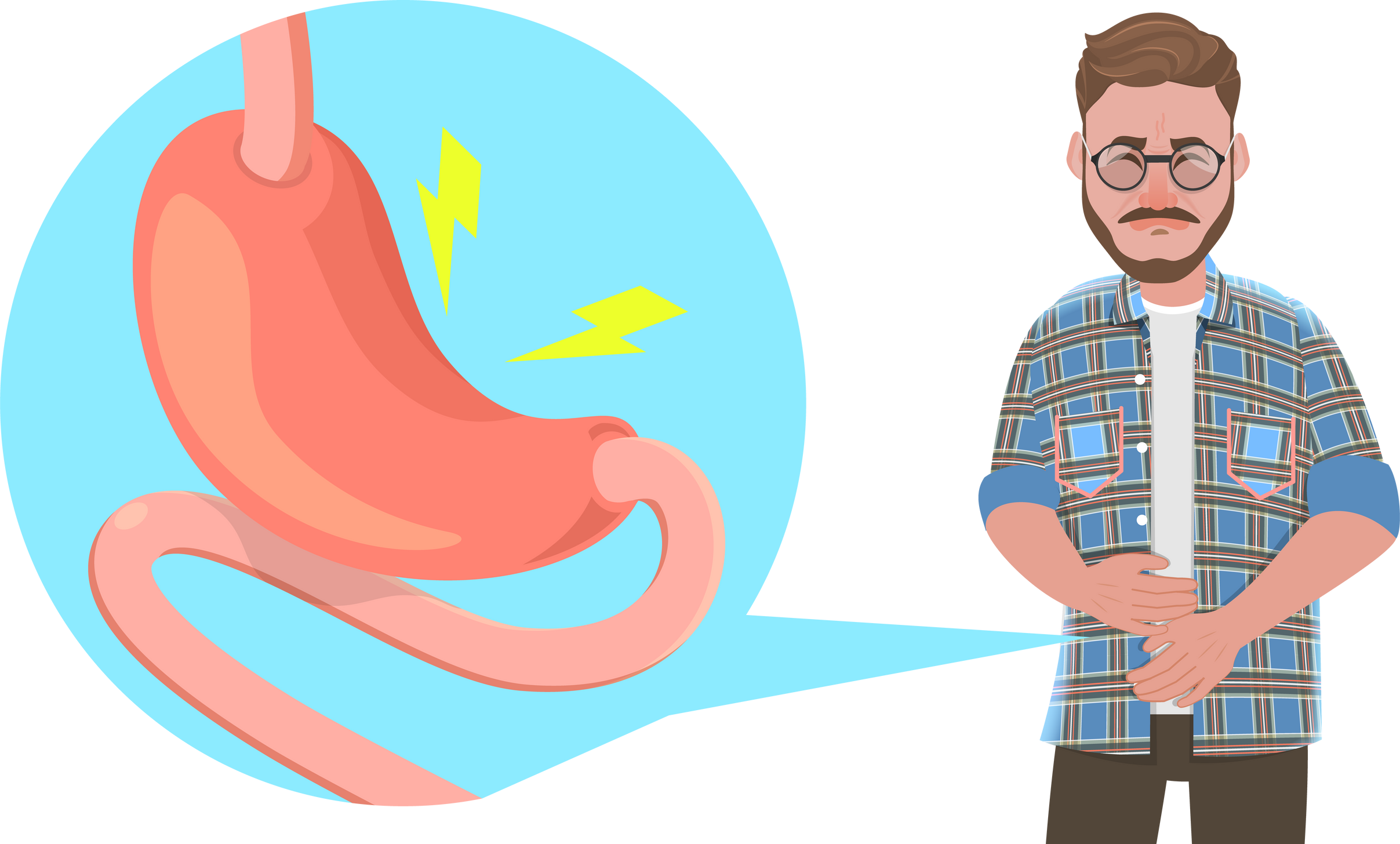 3D  Conceptual Illustration of Indigestion and Stomach Pain